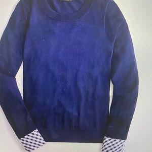 J.Crew Tippi crewneck sweater with gingham cuffs